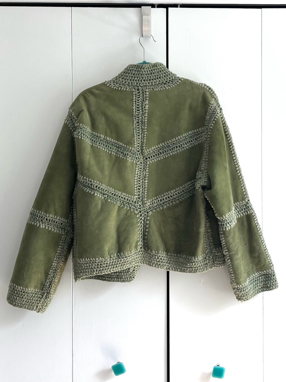 Free People Green Suede Adele Crochet Jacket Size Small - Picture 11 of 14